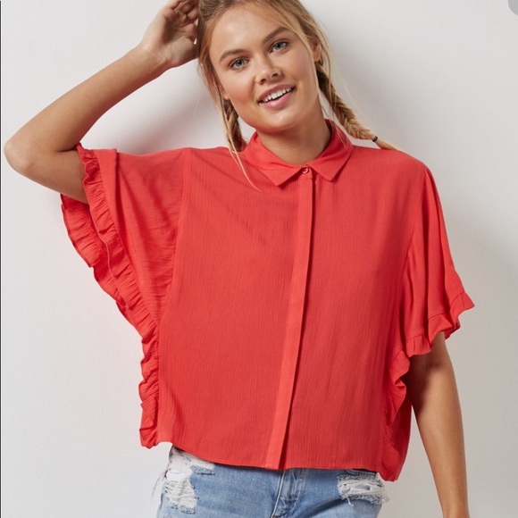 TOPSHOP Ruffle Sleeve Blouse - Picture 2 of 12